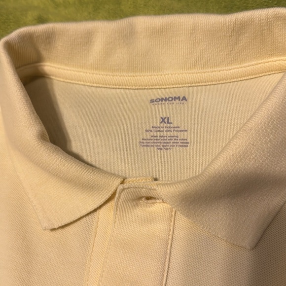 2 pm Sonoma Mens Polo XL Blue and Yellow Short Sleeve Cotton Life Style Casual - Picture 7 of 8